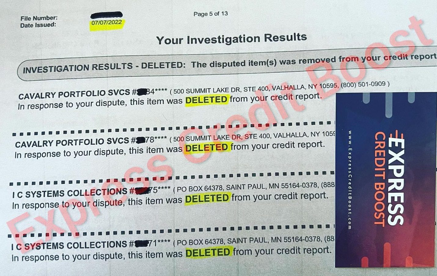 4 Collection accounts deleted
